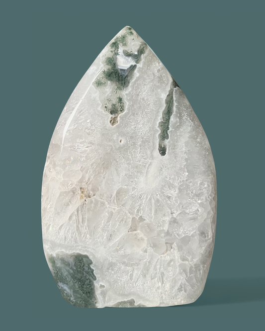 Moss Agate | Druzy Flame