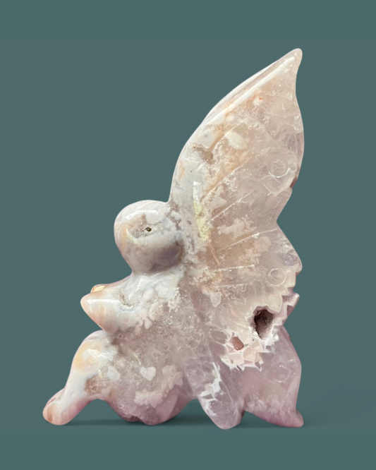 Pink Amethyst + Flower Agate | Fairy Carving