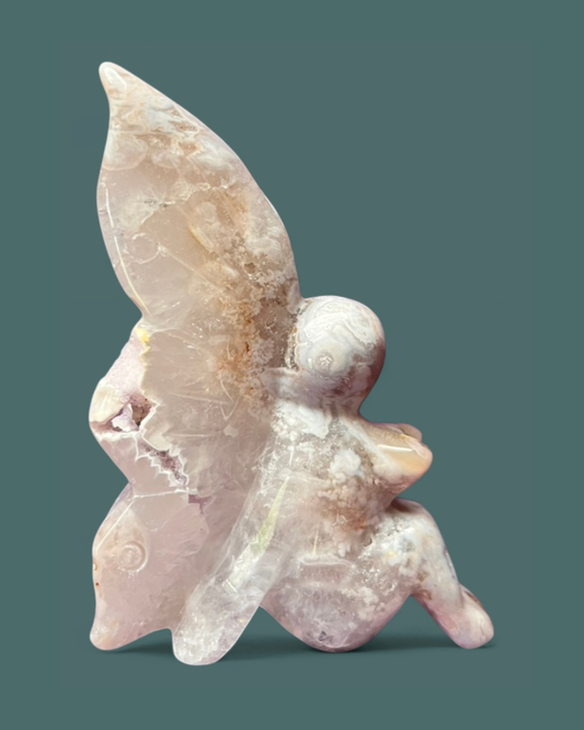 Pink Amethyst + Flower Agate | Fairy Carving