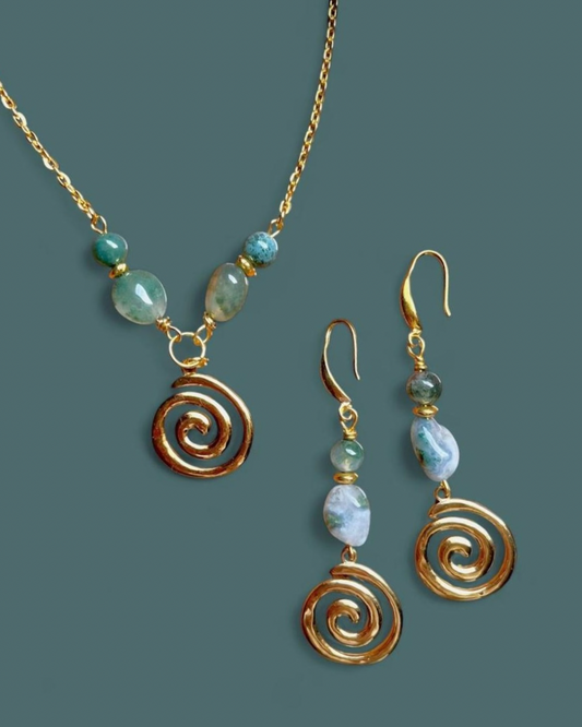 Moss Agate | Helix Jewellery Set